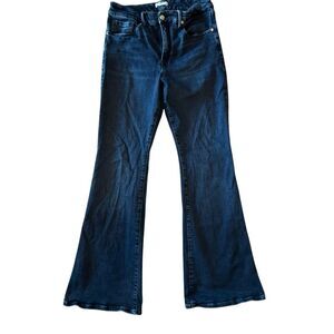 Good American Zip Fly High Rise Split Hem Flared Denim Jeans Blue Size 12/31